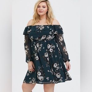 Torrid Mini Chiffon Off-Shoulder Skater Dress 3x
